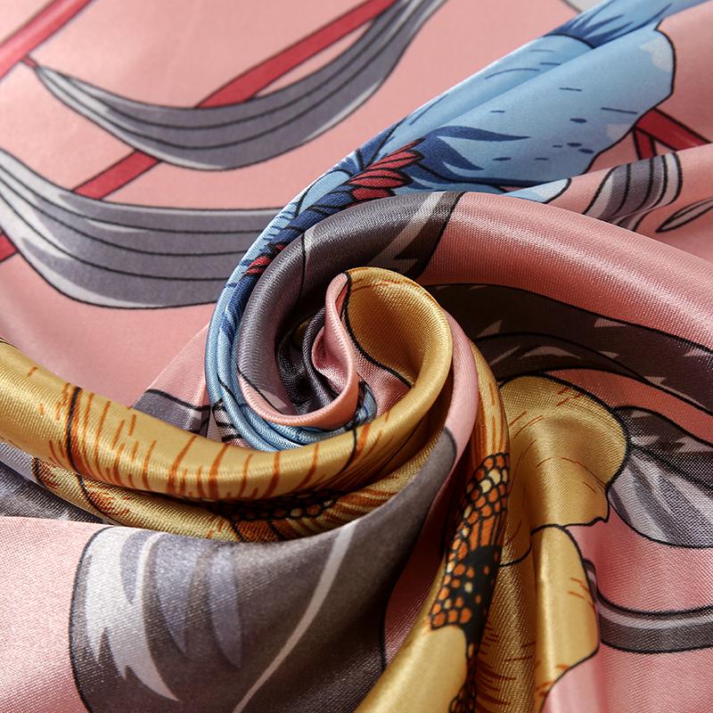 Luxury Print 90cm Square Scarf for Women Silk Satin Summer Beach Stoles Shawl Wraps Bandana Headkerchief Hijab Echarpe  New