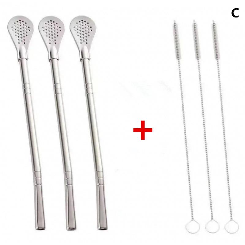 2/4/6Pcs Detachable Bombilla Filter Straw Stainless Steel Reusable Yerba Mate Tea Spoon Straw Bar Accessories