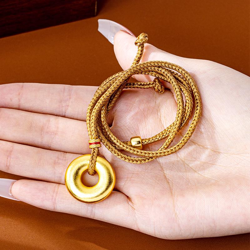 Vietnamese Gold Pendant Necklace: New Chinese Style, Women’s Safety Buckle Design, Long-lasting Color Jewelry