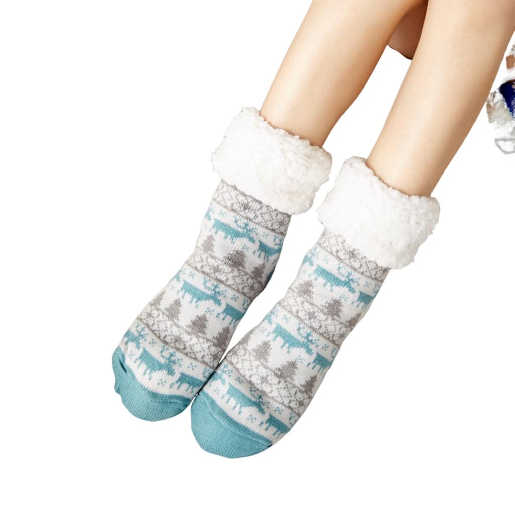 Snowflake Home Sleep Socks Tied Carpet Socks Ladies Winter Thickened Warm Non-slip Outdoor Skiing Socks Christmas Floor Socks