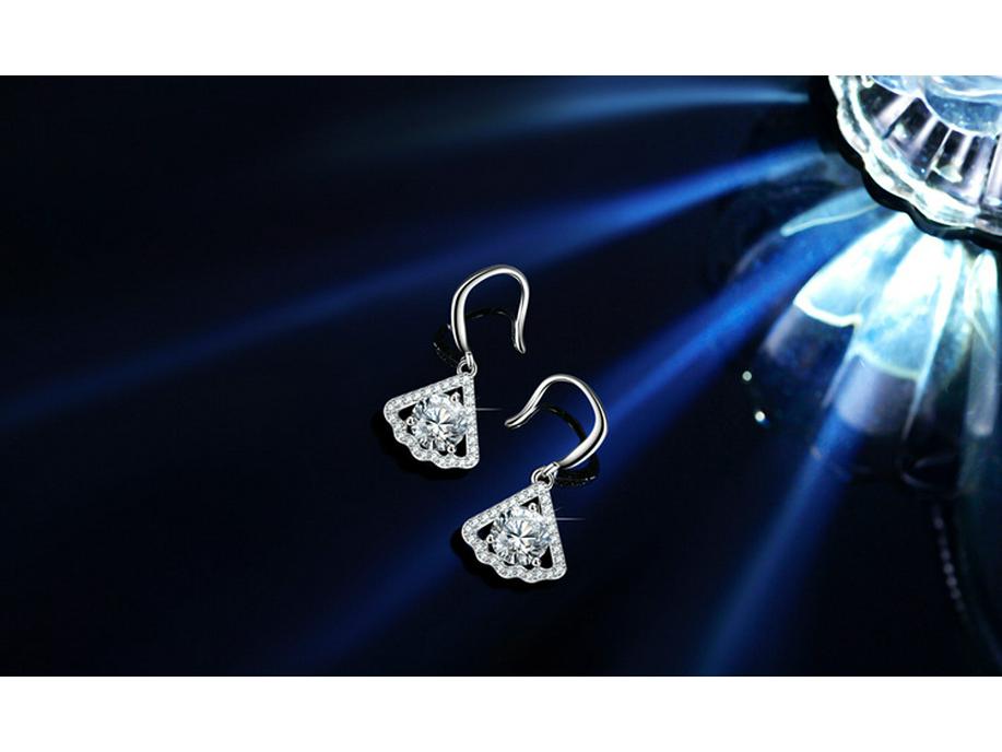 High-End Sterling Silver Moissanite Jewelry Set: Women's Necklace, Ring, and Earrings