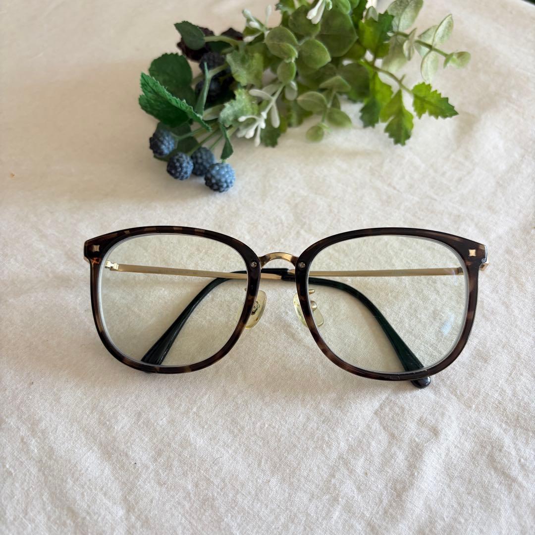 Used JINS Glasses Tortoiseshell Oversized Wellington Type Glasses Frame