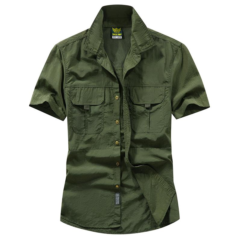 Summer Short Sleeved Shirt Men's Outdoor Loose Quick Drying Shirt Inch Shirt Casual Mountaineering Shirt