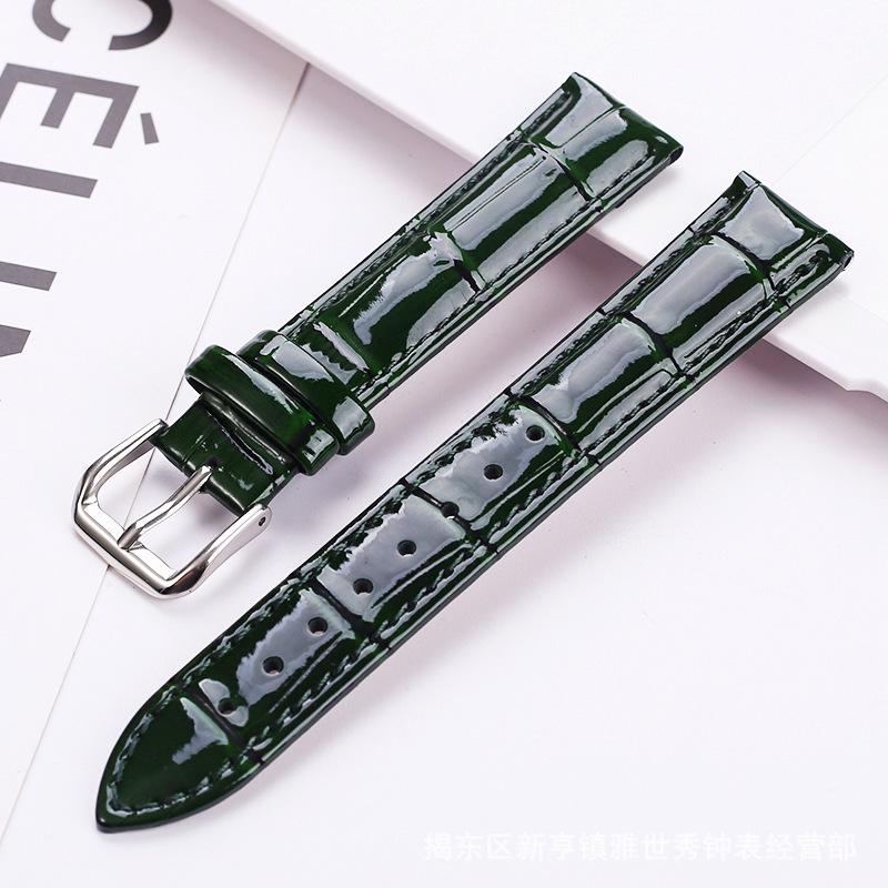 Red Bamboo Joint Pattern Genuine Leather Watch Strap, Unisex