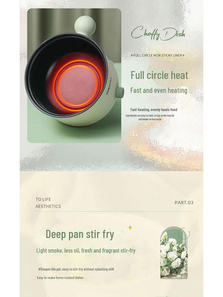 Mini Electric Cooker: Non-Stick Pot for Dorm Cooking, Stir-Fry, and Noodles – Compatible with UK & EU Standards