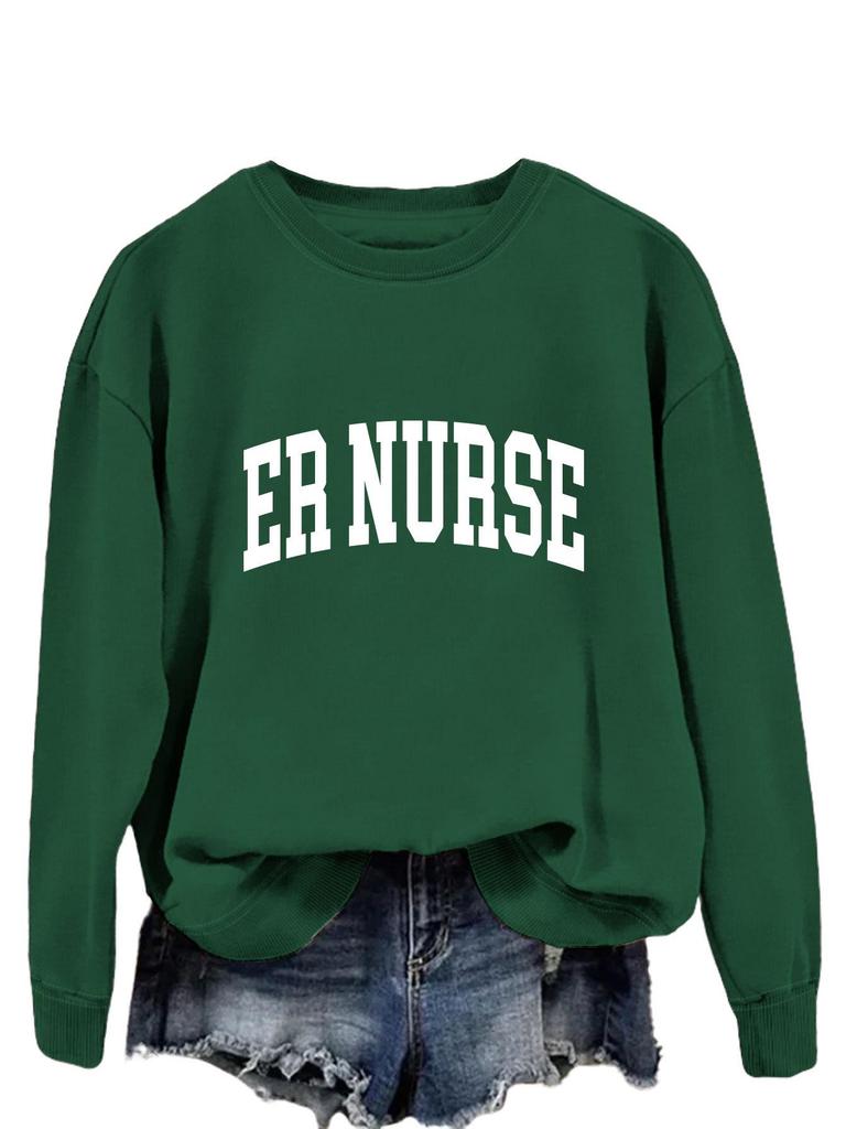Spring-Fall ER Nurse Hoodie - Casual Round Neck Top