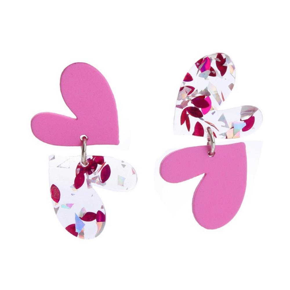 Sweet Personality Mirror-like Acrylic Heart-shaped Pendant Dangle Earrings for Women Romantic Valentine's Day Gift Korea Jewelry