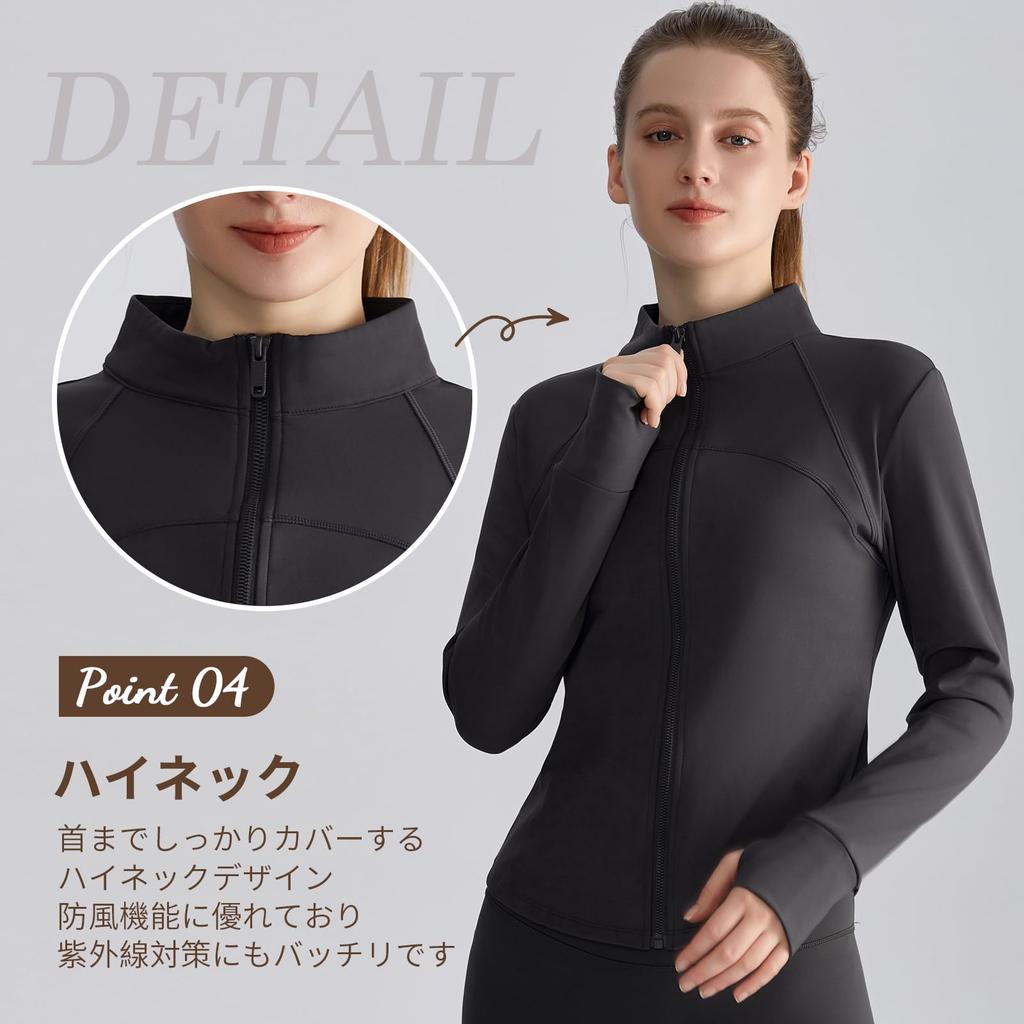 MORGEN SKY Long Sleeve Yoga High Full Zip Hoodie with Perfect for and WT050 Size Women's Shirt, Neck, Thumbholes, Fitness, Training, Spring/Autumn,