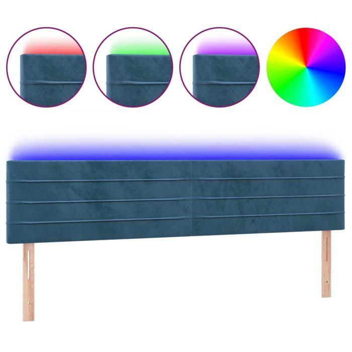 VidaXL Tête de Lit à LED Meuble de Chambre à Coucher Accessoire de Lit Double Tête de Cadre de Lit Intérieur Bleu Foncé 3121816