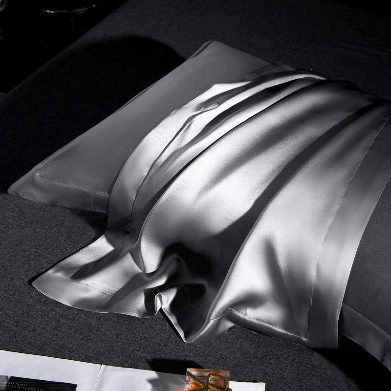 100% Maulbeerseide Kissenbezug Eine Seite 6A 25 Momme Seidenkissenbezug Einfarbig Haare Haut Schutz Breiter Rand Dekorativer Bezug