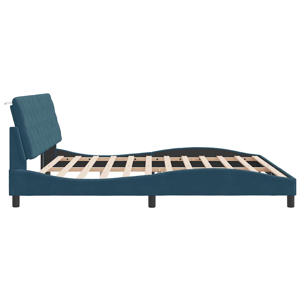 Bed Frame without Mattress Blue 200x200 cm Velvet