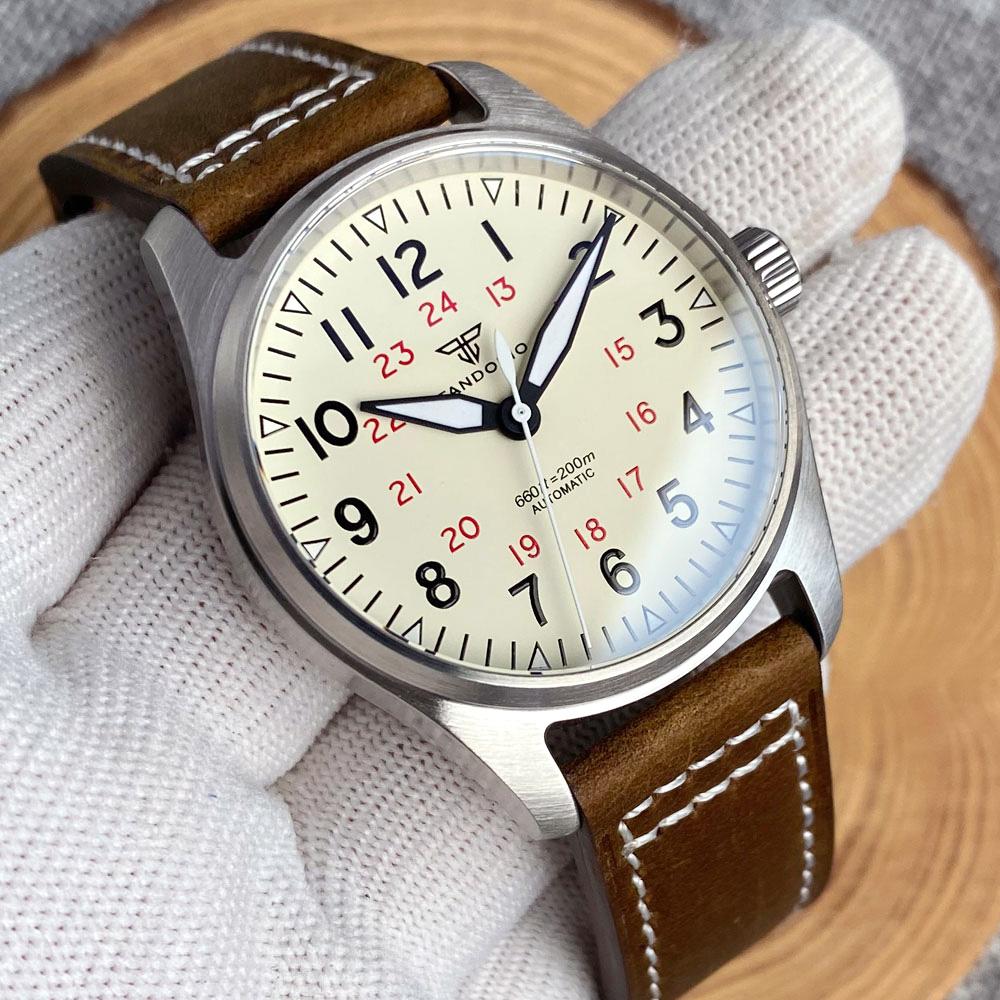 Tandorio Brushed 39mm Pilot Miyota 8215
