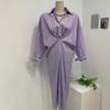 C S In The Room Mile Color bloCk Stripe Long Sleeve Collar Long dreSS 2Color C