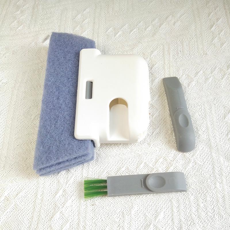 Three-in-One Household Window Groove Cleaning Brush with Removable Head