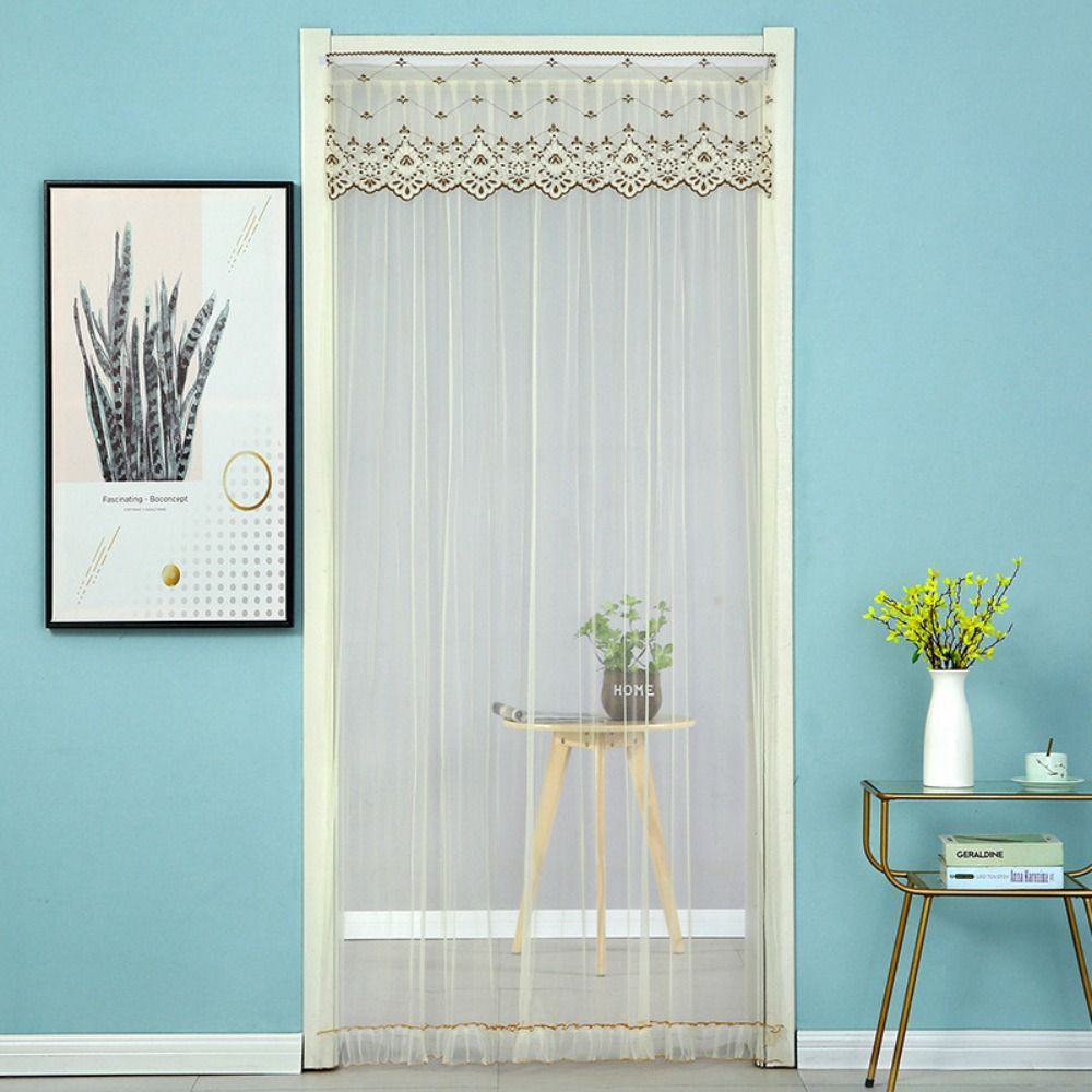 

Однотонна дверна завіса, сітчасті прозорі штори, елегантні мереживні марлеві завіси для дому жовтий