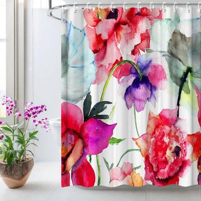 Aquarell-Blumendruck Wasserdichter Duschvorhang - Stilvolle, Langlebige & Pflegeleichte Wahl Für Luxuriöse Badezimmerdeko