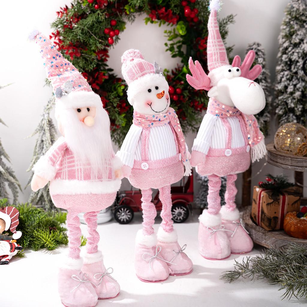 Christmas Plush Figurines Set With Glitter Fabric For Holiday Decor And Gift Giving