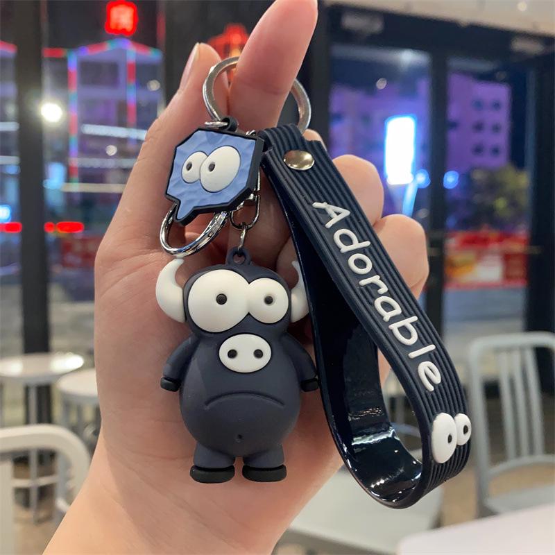 Cute Pop-Eyed Giraffe Keychain - Cartoon Animal Epoxy Bag Pendant