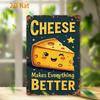 Cheese Metal Mural - "Cheese Makes Everything Better"  Metal Logo, Design, with Joyful Cheese and Stars, Easy To Install,  ,