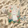 1 Pc Cute Cat Beach Towel,  Lightweight Durable, Ideal for Swimming Camping Bathing, Beach Pool Travel Daily Essential