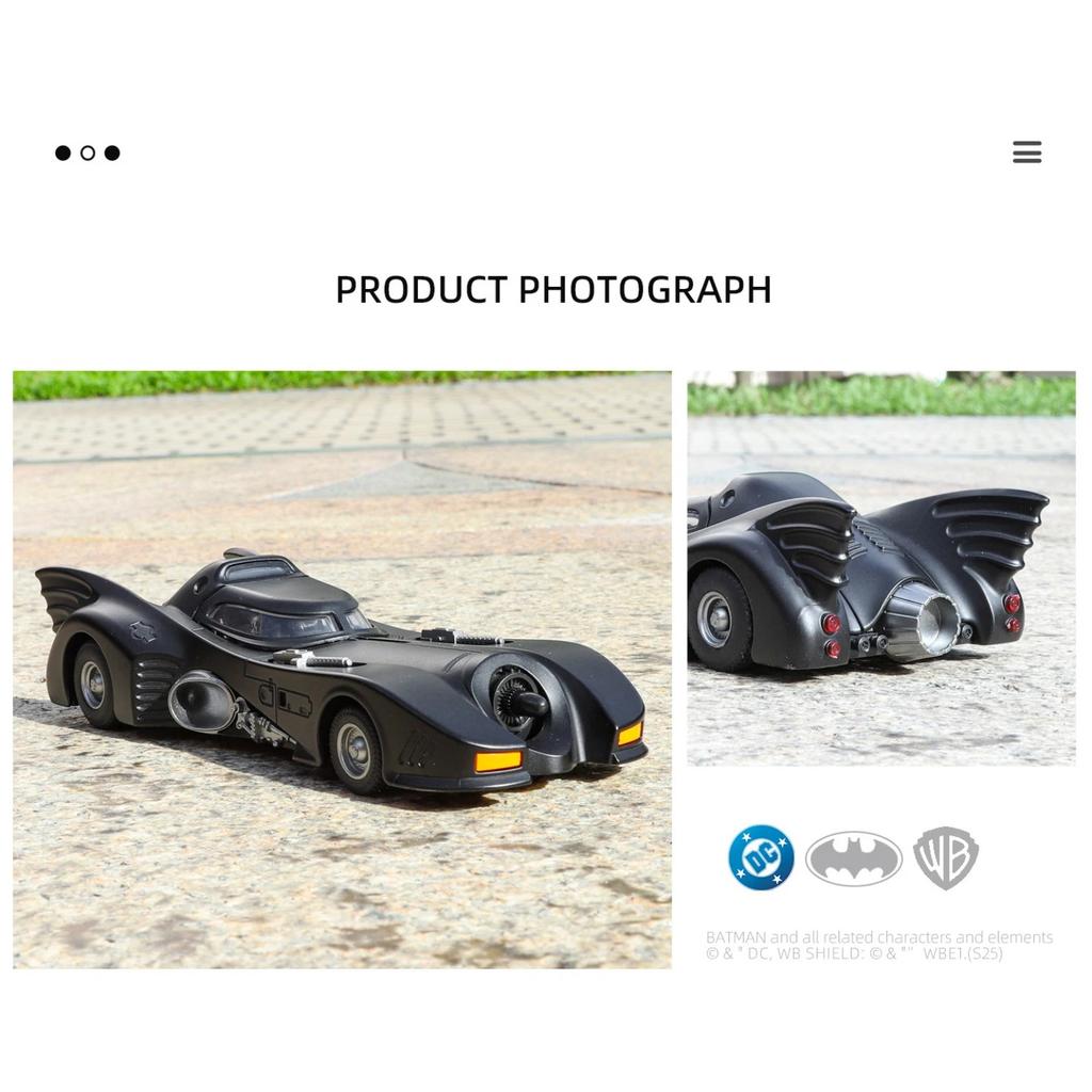 1/32 Batmobile Bat 1989 Alloy Car Model Sound and Light Pull Back Children's Toy Collectibles Birthday Gift