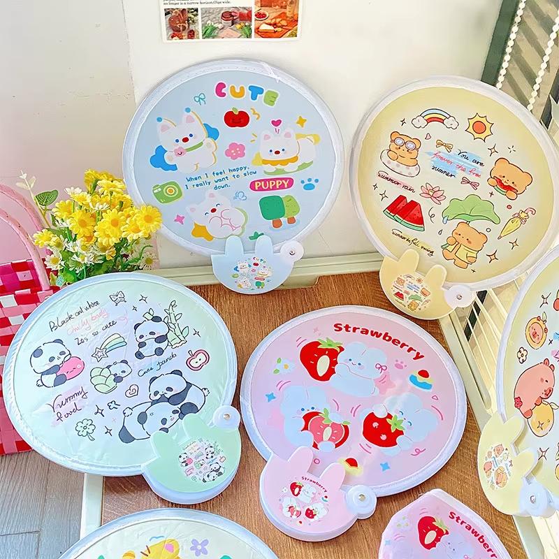 Reflective Version of The Panda Round Fan High Value Ins Round Fan Cute Cartoon Folding Lightweight Suitable for Taking Photos
