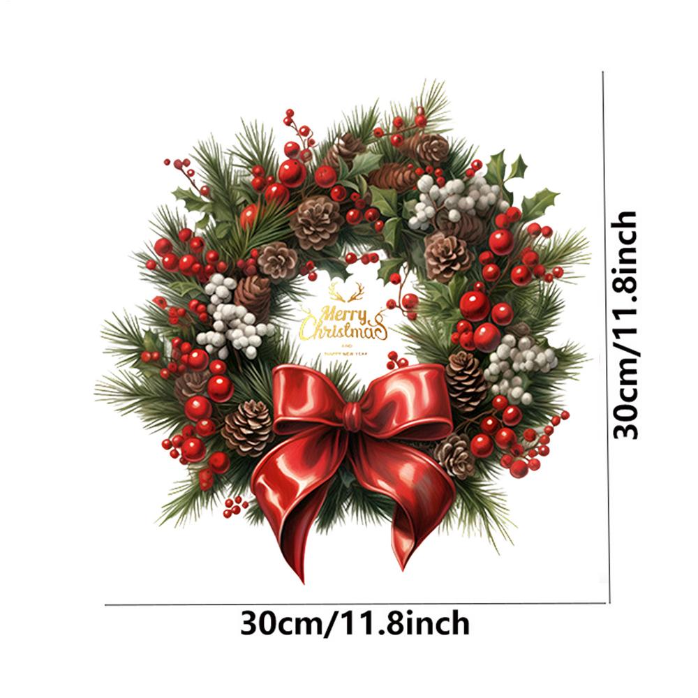 Christmas Wreath Decal Removable Garland Decal Party Decor Christmas Wreath Wall Clings For Winter Door Home Party Shop Bathroom