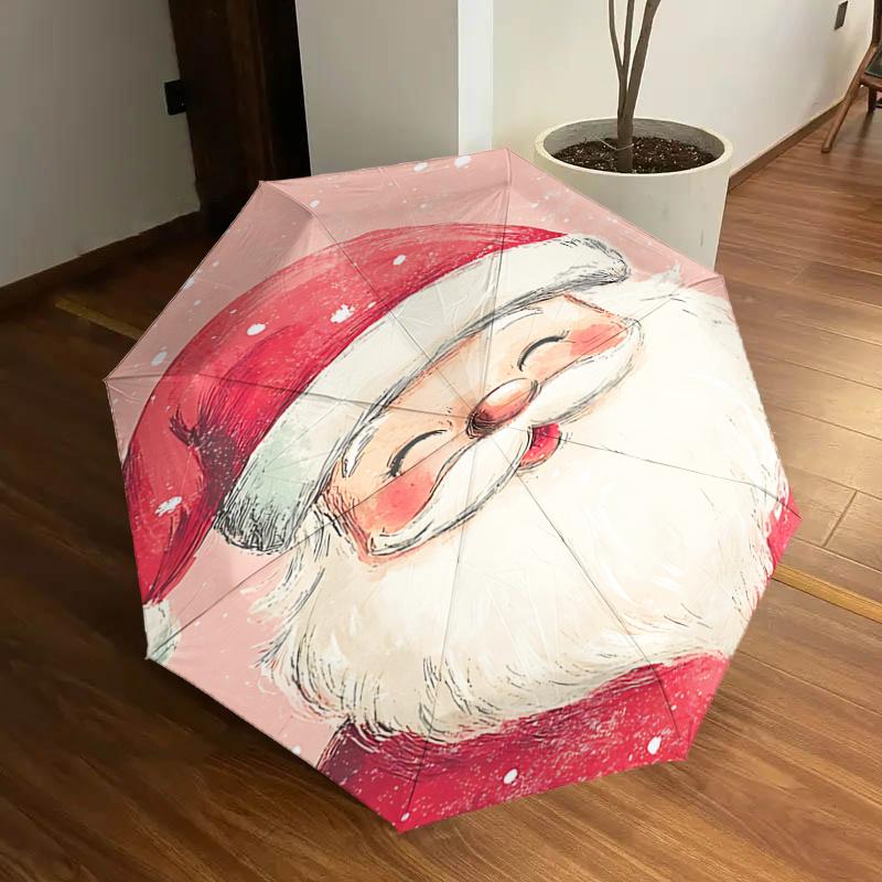 

Santa Claus Christmas Festival Gift Umbrella - Automatic Opening & Closing, Foldable Design, Iron Frame, Outdoor Use, Suitable for Fans, Tra