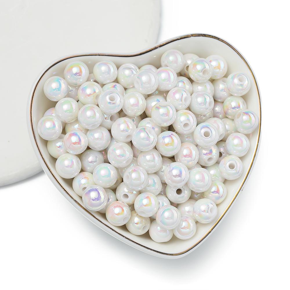 50/100pcs 6/8/10mm AB Color Acrylic Beads Round Loose Spacer Beads for Jewelry Making DIY Handmade Necklace Bracelet Accessories