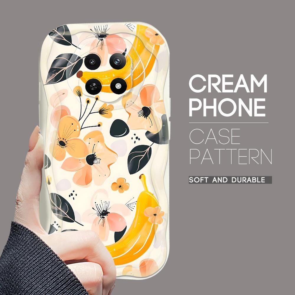 Carcasă cu textura cremă cu model de desene animate, cu margine ondulată, husă din silicon moale pentru telefon pentru OPPO Reno Realme OnePlus Vivo