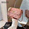 Ielgy High-End Fashion Chain Diamond Texture Small Square Bag