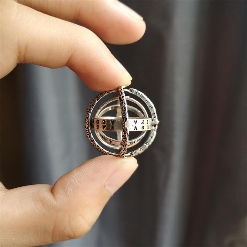 Modish Stylish Astronomical Finger Ring Women Metallic Ball Creative Men Complex Rotating Cosmic Finger Mood Rings Celebration Gathering Jewelry