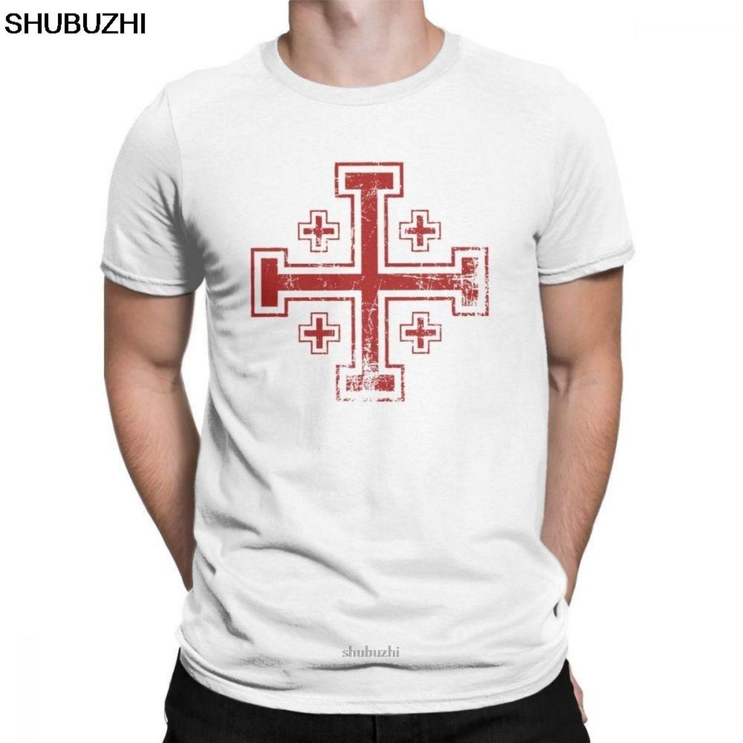 

Crusader Cross Of Jerusalem T-Shirt Men Round Neck Pure Cotton T Shirt Knights Templar Short Sleeve Tees Gift Clothes Sbz8424 S чёрный