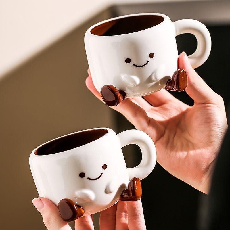 Cute Ceramic Coffee Mug Set for Breakfast – Ins Style Gift for Home & Office Coffee Lovers Gift