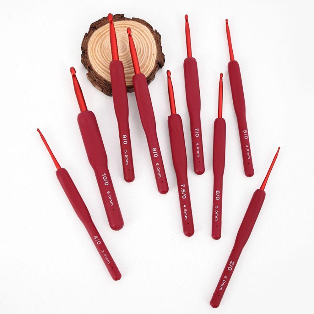 2mm-6mm Red Soft Rubber Grip Cushioned Handles Knitting Needles Crochet Hooks  Mom's Gift