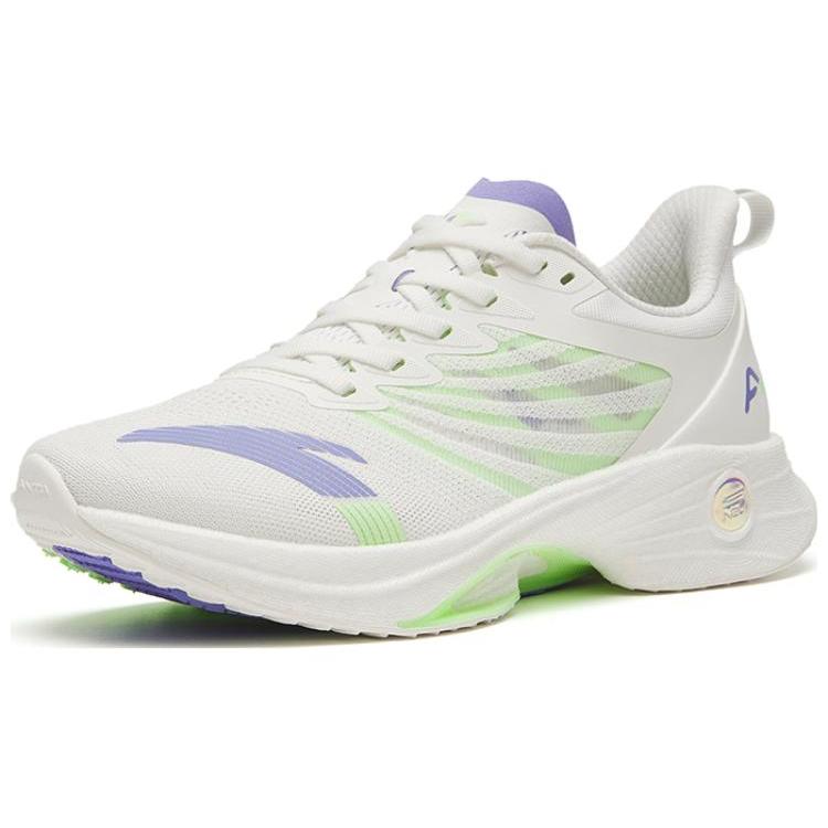 New Anta MACH 3.0 Cushioned Wear Resistant Lightweight Low Top Running Shoes Women's White Purple Green 122325583-2