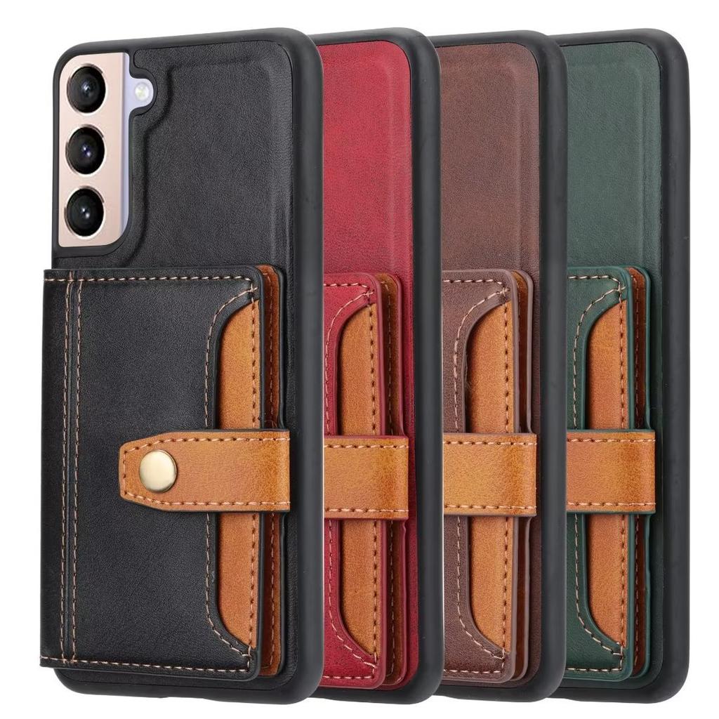 Applicable To Samsung S26 Mobile Phone Case A55 Calf Pattern Card Wallet Anti-drop Protective Case A05 Two-color Leather Case