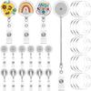 Sabary 60 Pieces DIY Retractable Badge Holder Reels and Clear Circle Acrylic Sheet Badge Reel Blanks with Alligator Clips DIY Nurse Teacher Kids