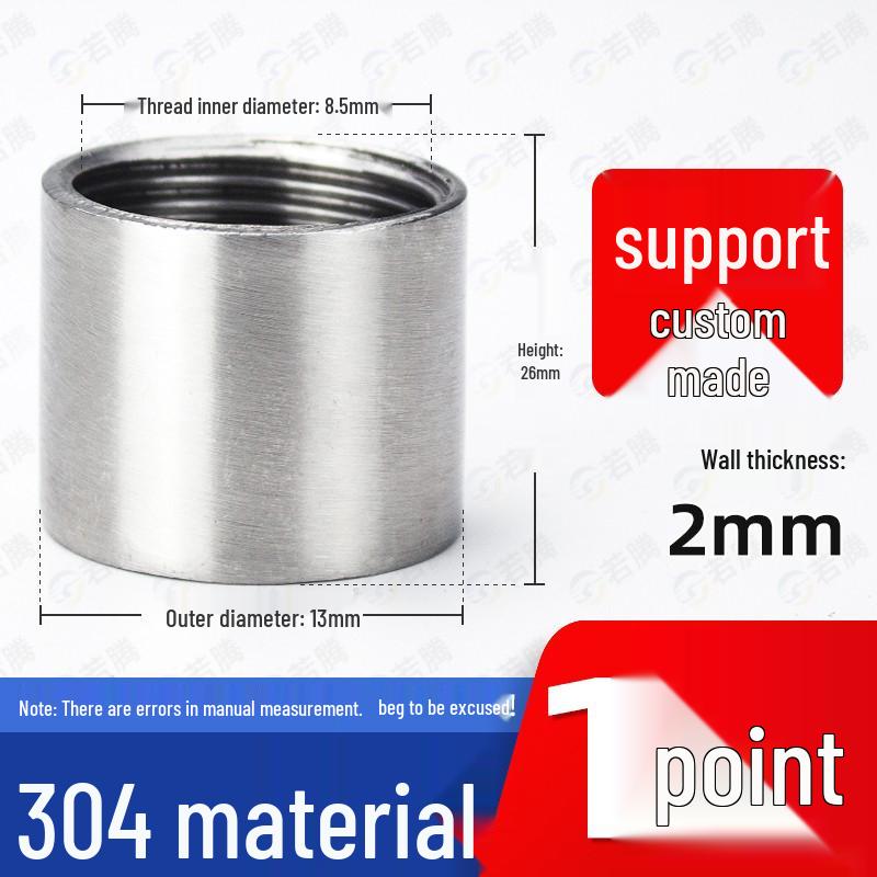 304 Stainless Steel Double Female Thread Pipe Fitting, Internal Thread, 4 to 6 Points, 1 Inch