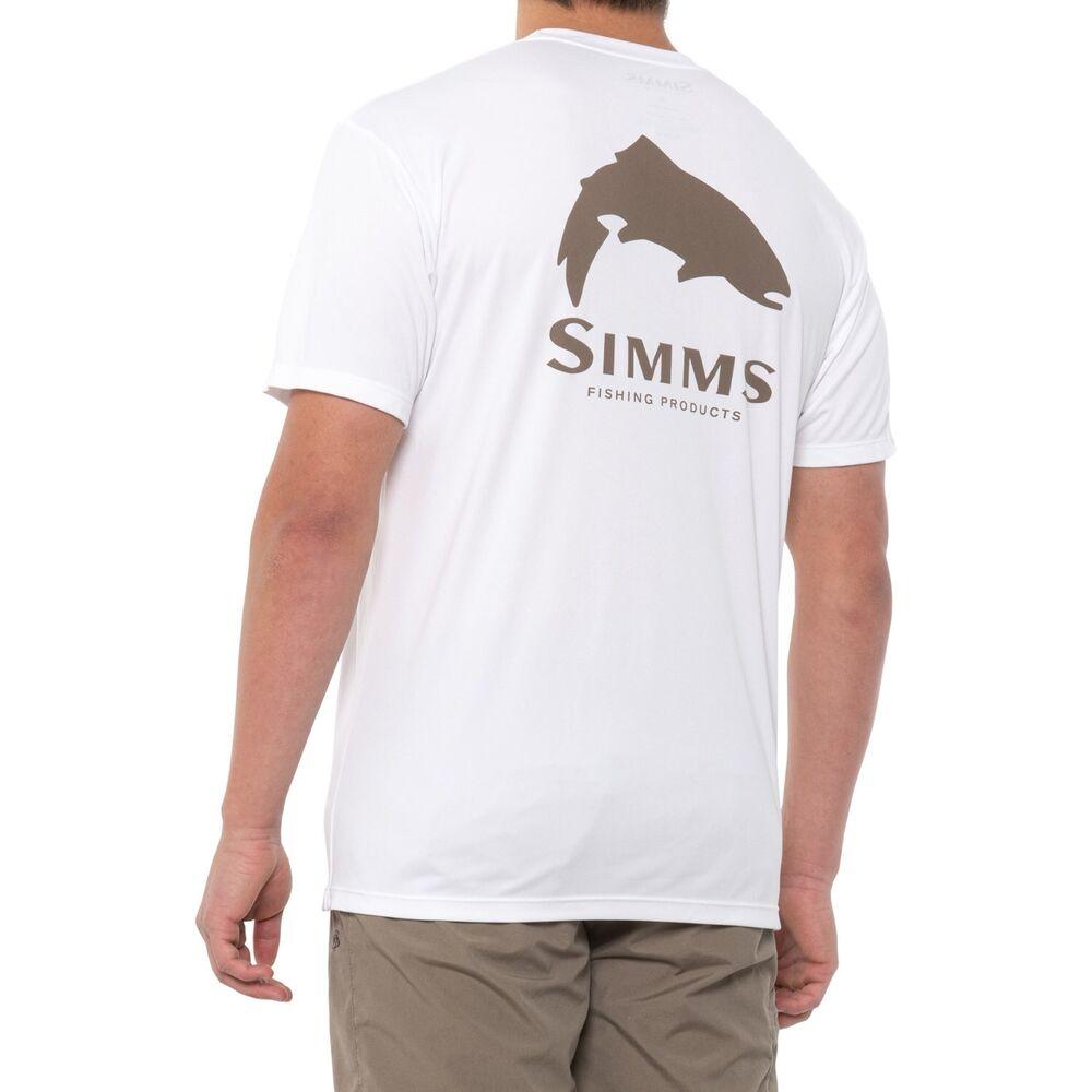 

Белая футболка унисекс Simms Solar Tech Trout Fishing с короткими рукавами UPF 50