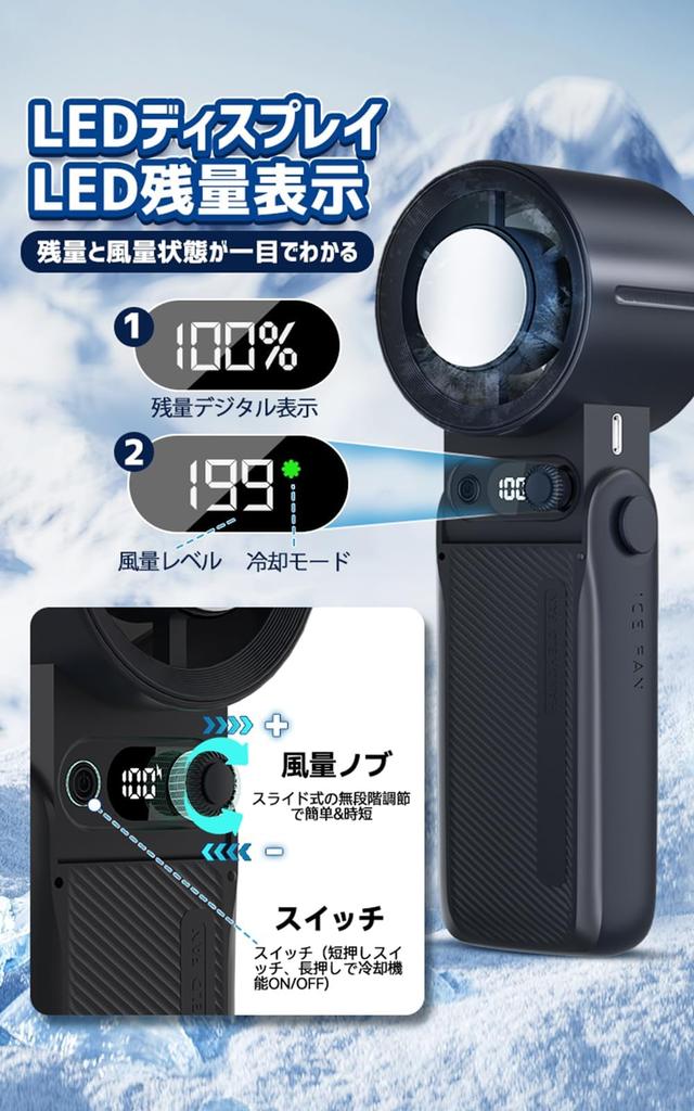 Summer Popular Innovative First 199 Wind Speed Portable Handheld Fan with Cooling Large Up to 40 Hours of Continuous USB Instant Compact Mini with LED