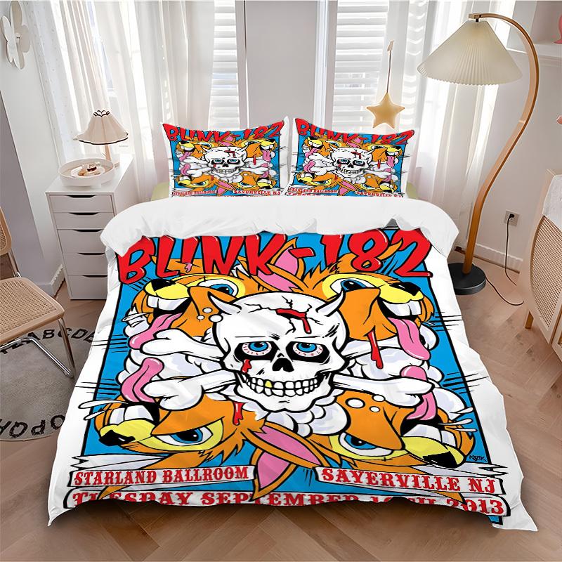 3pcs Blink-182 Bedding Set: Perfect for Bedroom or Guest Room. Soft and Comfortable with No Core Included yy251009169