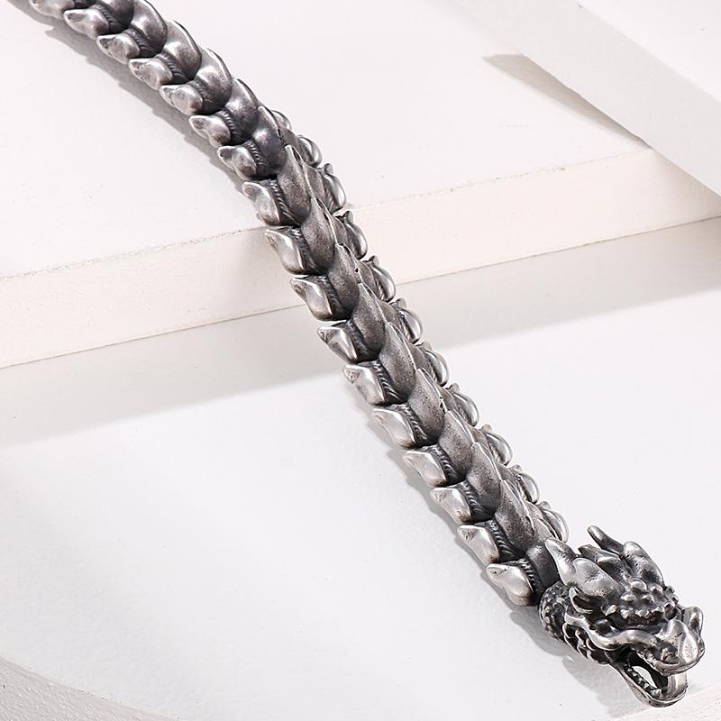 16MM 8.3" Dragon Keel Link Chain Hand Bracelet for Men Brushed Cast Metal Stainless Steel Jewelry Birthday Gifts for Boyfriend