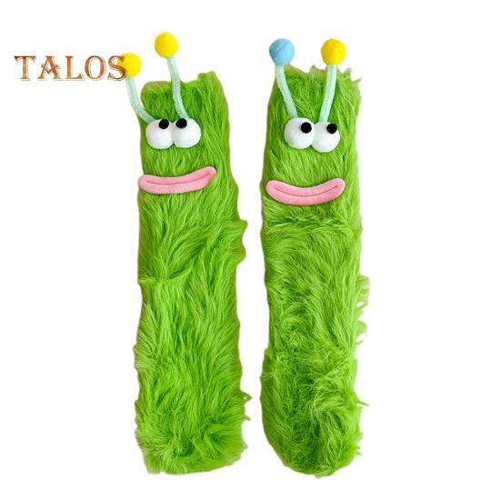 1 Pair Cartoon Socks Funny Expression Decoration Animal Big Eyes Thick Fuzzy Plush Warmth Retention Fall Winter Floor Socks Holiday Gift