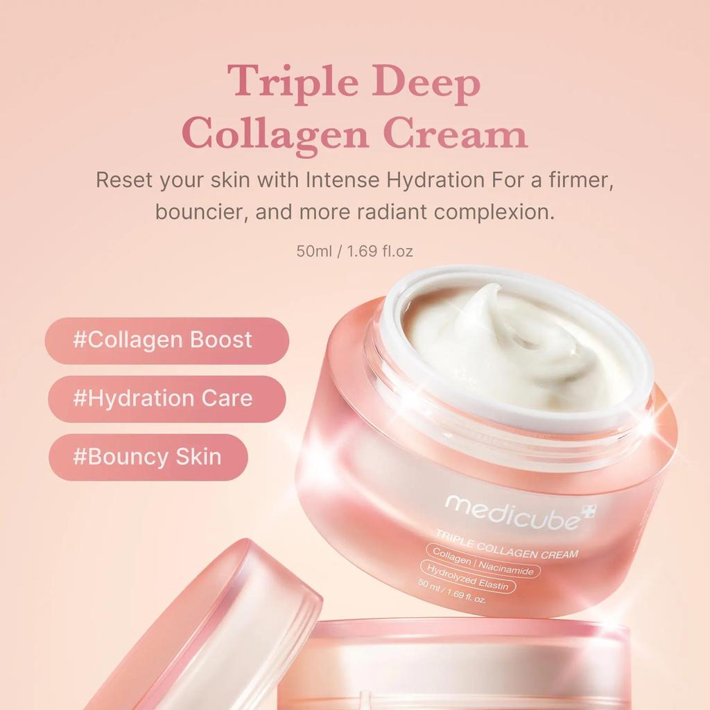 [medicube] Triple Collagen Cream (Collagen+Hyaluronic Acid+Niacinamide+Shea Butter) L Hydrating Moisturizer