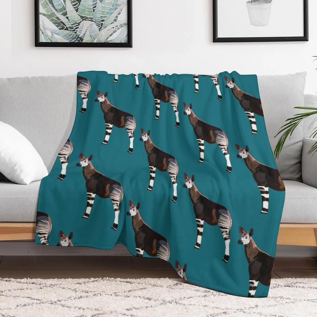 O is for Okapi Throw Blanket Anti Shedding Soft Fuzzy Blanket for Home