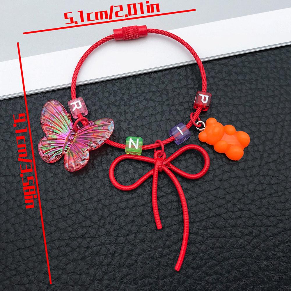 Colorful Cartoon Resin Butterfly and Bear Charm with Bow and Letter Beads for Backpacks