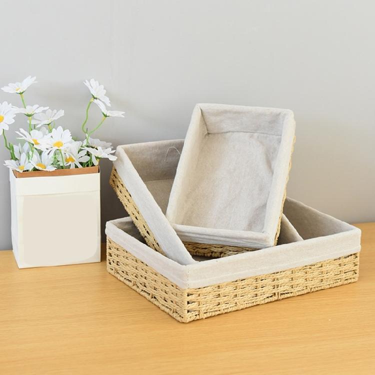 Woven Storage Bin Large Capacity Organiser Basket For Toy Cosmetics Jewelry Book Small Items Living Room Bedroom Dresser