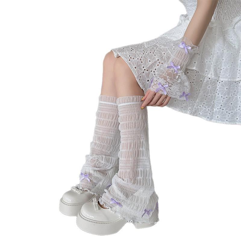 Y2K Lolita Ballet-Style Arm & Leg Warmers with Lace Calf Socks for Women