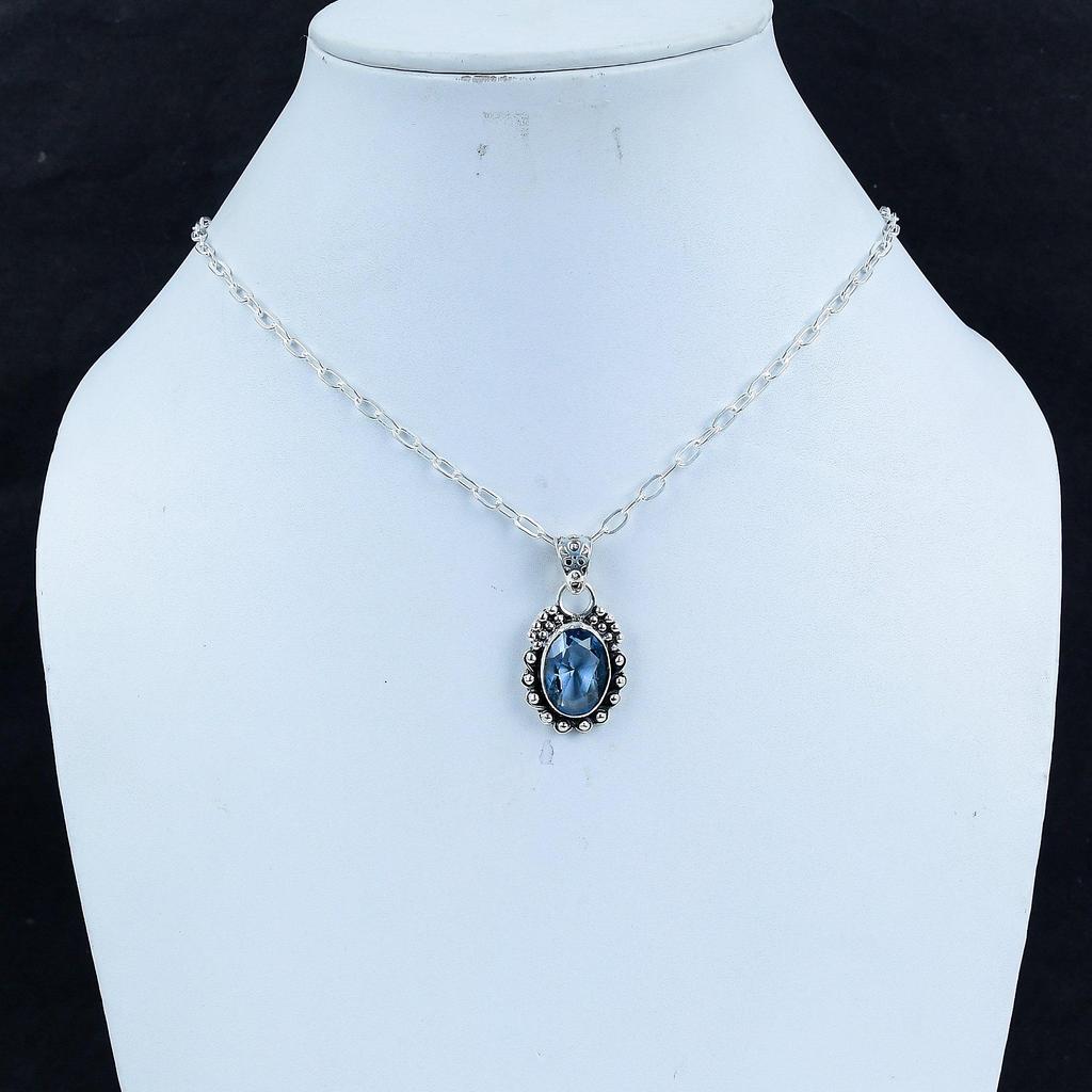 Beautiful Aquamarine Gemstone Silver Pendant in 925 Sterling Silver- Handmade Design, Everyday Wear Jewelry, Unique Pendant Birthday Gift For Love